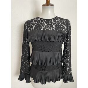 J. Crew Shirt Pullover Lace Pleated Flutter Top